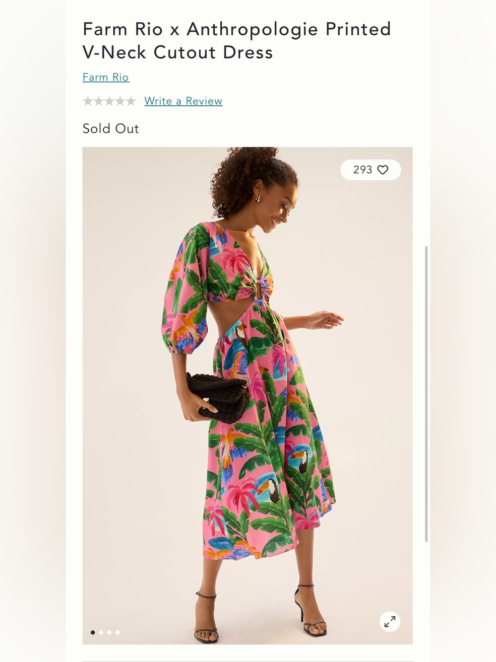 FARM Rio V-Neck Cutout Tropical Fresh Print Dress